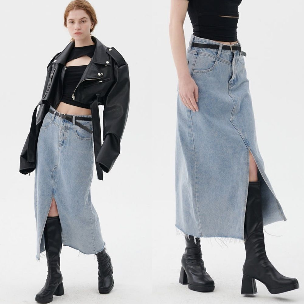 Storets Peyton Midi Blue Denim Skirt Size XS